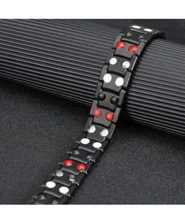 Vicmag Men Magnetic Bracelet - Double Row 3500 Gauss Titanium Steel Wristband with Adjustment Tool & Gift Box (Blue) - Buy Online on GoSupps.com