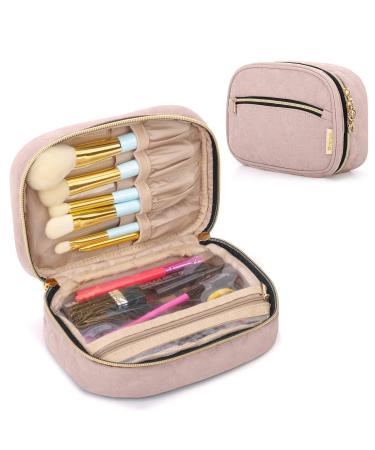 Yarwo make -up bag organizer cosmetic bag for brushes sets and makeup accessories brush set storage bag for trip on the go vacation (without makeup set) pink