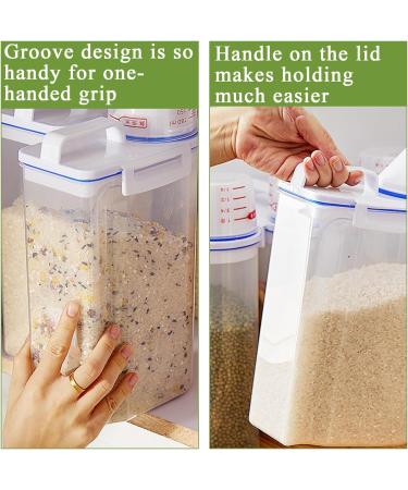 AKOLAFE 4 Pack Flour Container 5LB Pantry Food Storage Containers with Lids Airtight & Measuring Cup Small Air Tight Rice Holder Bin Plastic Cereal Grain Dispenser Kitchen for Sugar Dry Goods Pet Food - Buy Online on GoSupps.com