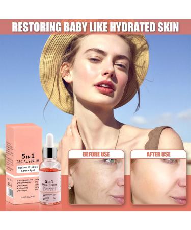5 in 1 Facial Serum 30ml - Hyaluronic Acid Niacinamide Vitamin C & E Anti-Aging & Brightening Serum for All Skin Types - International Shipping - Buy Online on GoSupps.com