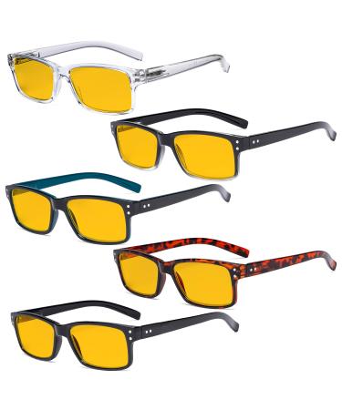 Eyekepper 5 pieces Classic Spring Hinge Reading Glasses Sun Reading Glasses Blue Light Blocking-b90-5 pieces 1.0 diopters