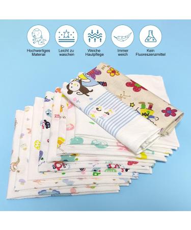 10 Cotton Baby Muslin Washcloths Set - Soft Multi-Purpose Baby Towels for Boys & Girls | Ideal for Facial Care Napkins & Bathing - Buy Online on GoSupps.com