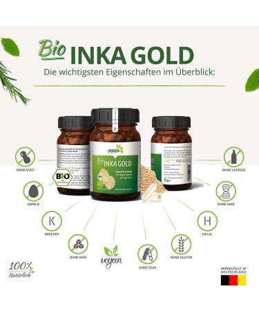 YOYOSAN Inka Gold Organic Capsules Made of Quinoa & Amaranth Rich in Amino Acids and Micronutrients Free from Additives 120 Vegan Capsule - Buy Online on GoSupps.com