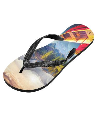 Mnsruu Mountain Lake Print Flip Flops - Stylish Comfort for Home Hotel Spa & Travel for Men & Women - Buy Online on GoSupps.com