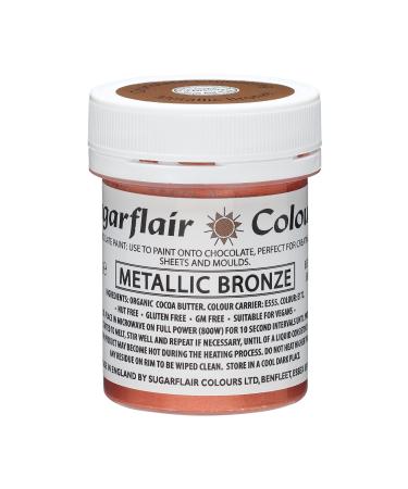 Sugarflair Metallic Bronze Chocolate Paint - Coloured Cocoa Butter for Painting Directly Onto Chocolate Transfer Sheets or Moulds - 35g