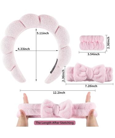 ENDLIS Spa Headband & Microfiber Wrist Towels Set - Pink Bow Hair Band for Women and Girls | Face Washing, Skin Care, Beauty & Shower Essential (3-Pack) - Buy Online on GoSupps.com