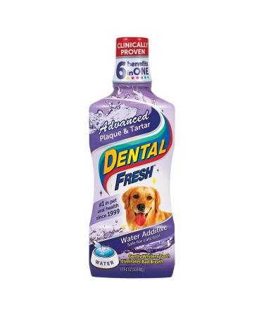 Dental Fresh Advanced Plaque and Tartar Water Additive for Dogs, 17 oz  Dog Teeth Cleaning Formula Targets Plaque & Tartar Build-Up, Eliminates Bad Breath, Whitens Teeth, Improves Overall Oral Health 17 oz.