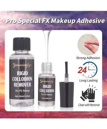 Makeup Rigid Collodion & Remover Kit - Liquid Scar Makeup for Halloween | SFX Scarring Liquid with Brush (5ml + 30ml - Buy Online on GoSupps.com