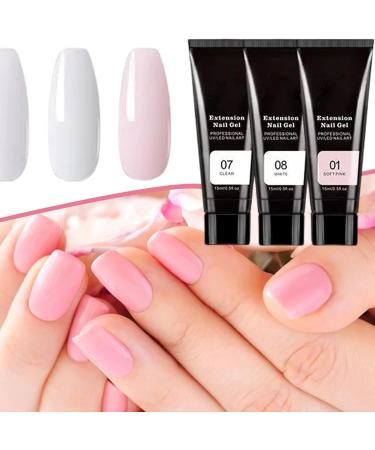 Builder nail gel kit poly extension gel kit - 3-color builder glue gel with nail lamp base and tip - Professional manicure supplies for the - Buy Online on GoSupps.com