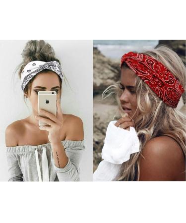 4 Pcs Women's Wide Elastic Hair Straps - Soft Boho Headbands for Yoga & Sports - Multi-Color Printed Hair Accessories - Buy Online on GoSupps.com