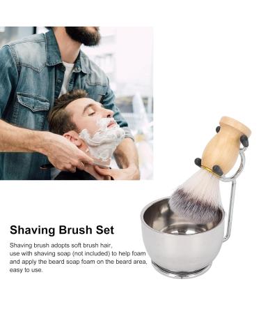 3-in-1 Men's Shaving Set - Razi Brush Synthetic Hair Stainless Steel Bowl & Holder - Perfect Gift for Home Salon - Buy Online on GoSupps.com