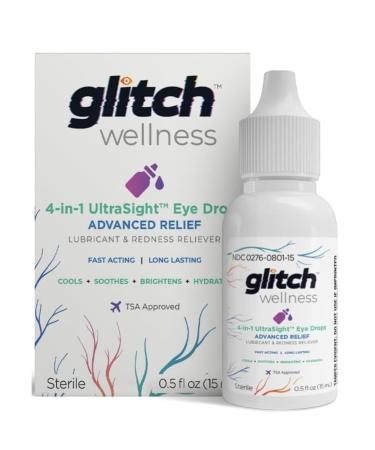 UltraSight Eye Drops for Red Eyes 15mL - 4 in 1 Advanced Relief Dry Eye Drops - All Day Comfort with Hydration Brightening Soothing - Effectively Soothes Irritation & Dryness - 0.5 Fl Oz