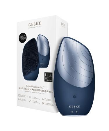 Geske |SmartApappguided Sonic Thermo Facial Brush |6 in 1 |Skin cleaning |Cleaning brush with heat function |Face massage device |Electrical facial brush |Midnight facial cleaning device