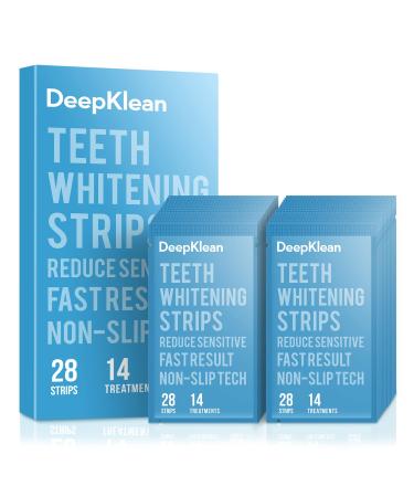 Teeth Whitening Strips - DeepKlean White Strips for Removing Years Stains Enamel Safe 3 Days Express Result 28 Teeth Whitener Strips for Teeth Sensitive 14 Treatments Peppermint Non-Slip Strips
