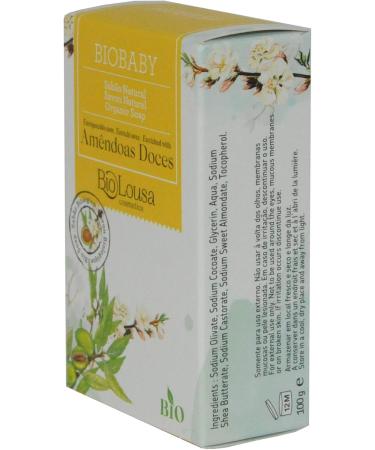  BioLousa Biobaby ideal soap for babies and delicate skin is very gentle and natural cold process organic superfatted with 8% organic sweet almond oil 100g Ideal for frequent hand washing - Buy Online on GoSupps.com