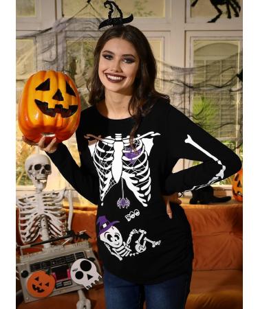 G and PL Halloween Women's Pregnancy Top Long Sleeve Maternity Funny Costume - Purple Skull Baby Design | Sizes S-XXL - Buy Online on GoSupps.com