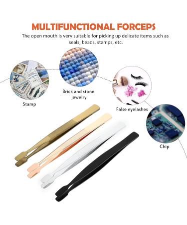 Precision Tweezers 4Pcs Stamp Tweezers stamp tool stamp stamp straight Stainless Steel Anti- Forceps As Shown 11X0.5cm - Buy Online on GoSupps.com