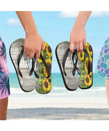 Shop Mnsruu Autumn Sunflower Wooden Board Flip Flops | XXL for Men & Women | Perfect for Home Hotel Spa & Travel - Buy Online on GoSupps.com
