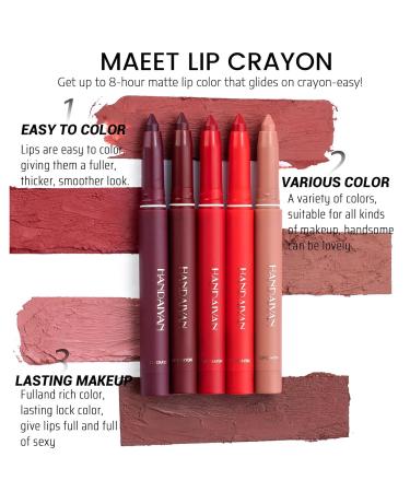 12 Colors Matte Lipstick Pen Set - Waterproof Lip Liner Crayon Long-lasting & Non-sticky with Built-in Sharpener - Buy Online on GoSupps.com