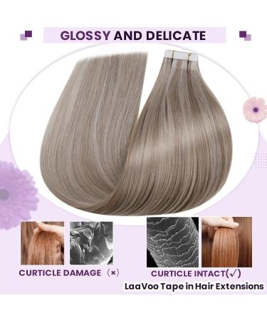 Shop Laavoo Invisible Real Hair Extensions | Blond Highlight Tape-In | Remy Human Hair | 50g 20pcs 45cm - #19/60 - Buy Online on GoSupps.com
