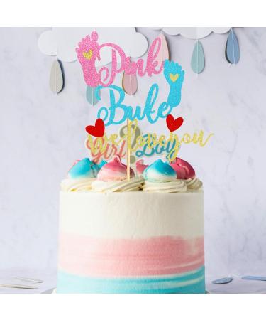 Arthsdite 1Pc Pink or Blue We Love You Cake Topper with Footprint Gender Reveal Cake Decorations for Baby Shower Gender Reveal Theme Kids Boys Girls Birthday Party Decoration Supplies Pink Or Bule Cake Topper - Buy Online on GoSupps.com