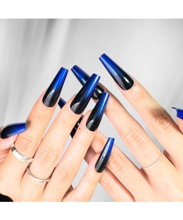 StreetKitty Press On Nails Radiant Ombre Collection Radiant Ombre Colors Long Nail Shapes 24pc Fake Nails Kit Press on Nails Nail Arts (Midnight Shimmer Ombre Long Coffin) Midnight Shimmer Ombre 1 count (Pack of 1) - Buy Online on GoSupps.com