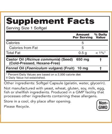 Baar Castor Oil Softgels with Fennel Oil - Natural Laxative - Buy Online on GoSupps.com