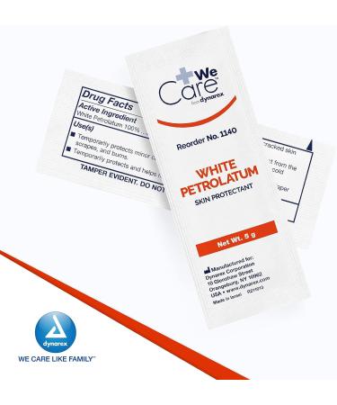 Dynarex White Petrolatum Petroleum Jelly | Soothing for Dry/Cracked Skin | 5g Foil Packets | 144 Count Box - Buy Online on GoSupps.com