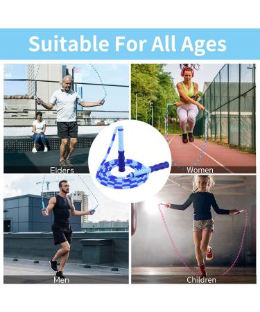 Adjustable Length Tangle-Free Beaded Jump Rope for Kids and Adults - Blue - 9.2 Feet - Buy Online on GoSupps.com