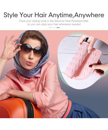 3 Pack Heat Resistant Straightener Pads | 8.6 x 6.2 Inch Silicone Mat Set for Curling Iron, Flat Iron & Hair Dryer | Salon Tools Holder | Pink Green Gray - Buy Online on GoSupps.com