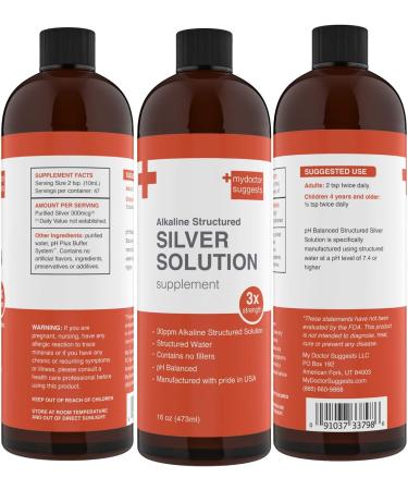 Colloidal Silver Liquid Solution 30ppm - 16 Oz Supplement | Mineral Alkaline Formula - Buy Online on GoSupps.com