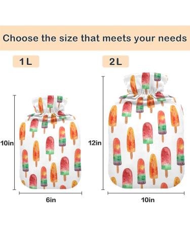 Naanle 2L Watermelon Ice Heat Bottle with Cover | Transparent Hot Water Bottle for Bed | Hand/Foot Pain Relief & Heat Therapy - Buy Online on GoSupps.com