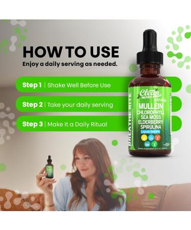 Organic Mullein Liquid Drops With Chlorophyll for Lung Detox Plus Irish Sea Moss Spirulina Licorice Tart Cherry Lobelia Motherwort And Elderberry For Men Women Health Supplement Vitamin (2) - Buy Online on GoSupps.com