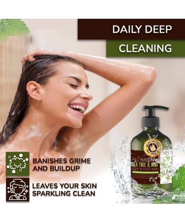 Tea Tree Mint Body Wash for Acne, Athlete's Foot, Eczema & Body Odor - 16oz - Buy Online on GoSupps.com