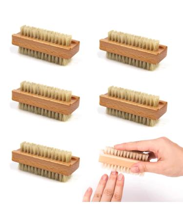 PIZSIET 5 piece Hand brush nail brush wood hand washing brush double -sided nail brush fingerbrush nail brush hard hand brushes made of wood nail brush brush for fingernails hands manicure pedicure
