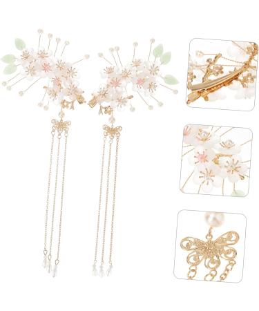 Beavorty 1 Pair antique hairpin headdress hanfu tassel clip chinese hair comb wedding hair chinese style hair clips bridal hair comb tassel hair clip emerald flower girl bride alloy - Buy Online on GoSupps.com