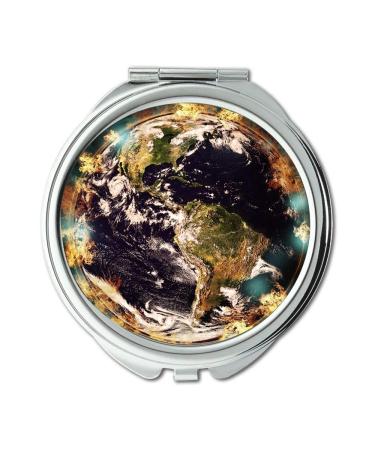 Mirror earth round makeup mirror Earth Destruction Environment Damage Pollution makeup mirrors pocket mirror portable mirror