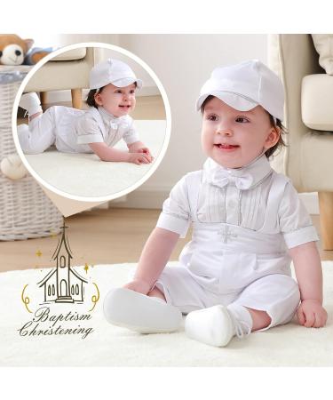 Booulfi Baby Boy's Christening Baptism Outfit Set | Long Sleeve Suit 6-9 Months White - Buy Online on GoSupps.com