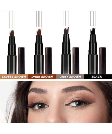 4-Tip Microblade Eyebrow Pen - Waterproof & Smudge-Proof Dark Brown+Black - Buy Online on GoSupps.com
