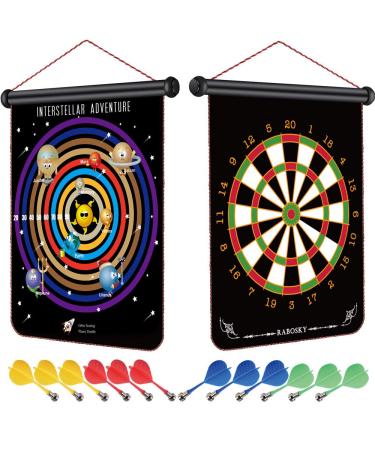 RaboSky Magnetic Dart Board for Kids - Birthday Gift Ideas for 6 7 8 9 10 11 12 13+ Year Old Boy, Outdoor Games for Kids 8-12 or Adults, Double-Sided, 12 Darts Space