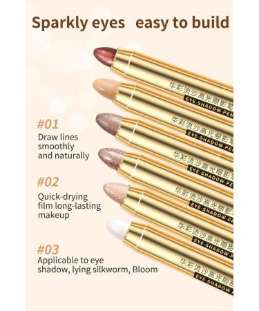 Eyeshadow Stick and Sponge Makeup Brush Smooth Cream Shimmer Eyeshadow Pencil Waterproof Eyeshadow Highlighter Stick Makeup Highlights (07) - Buy Online on GoSupps.com