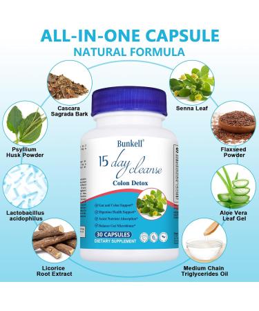 15 Day Cleanse - Advanced Gut Detox for Men & Women | Non-GMO Colon Support | 30 Capsules - Buy Online on GoSupps.com