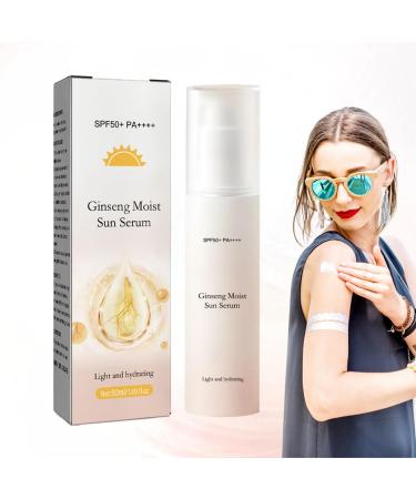 IZBEAUVO Ginseng Moistsun Serum 50Ml Refreshing Sunscreen Protective Essence Hydrates Face Sunscreen Ginseng Sunscreen Cream Moisturizing Sunscreen Is Lightweigh face Spf 50+ Pa++++