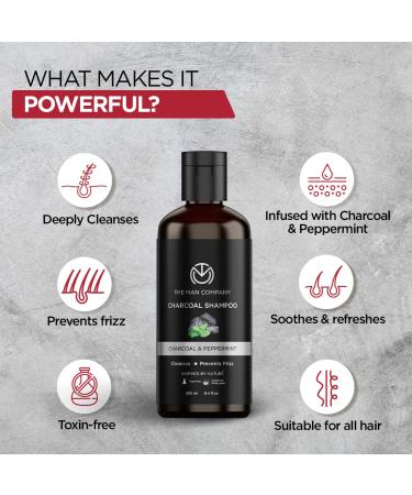 Activated Charcoal Shampoo for Men - Sulfate Free Peppermint & Clove - The Man Company - 8.4 Fl Oz - Buy Online on GoSupps.com
