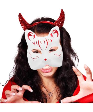 Cabilock Blank Fox Masks - Unpainted Masquerade & Cosplay Accessories | Paintable Tissue Opera Cat Masks for Halloween - Buy Online on GoSupps.com