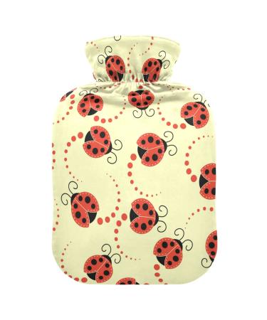Heat bottle with reference 1 L hard-wearing warm-up bag for hand feet shoulder and neck pain cramps heating press and heat therapy patterns of cartoon lady beetles classic yellow