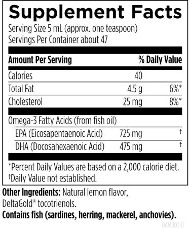Designs for Health OmegAvail Liquid TG Fish Oil 1200mg - Triglyceride Omega-3 Fish Oil Brain Support Supplement with DHA/EPA - Natural Lemon Flavor (8oz / 47 Servings) Standard Packaging - Buy Online on GoSupps.com