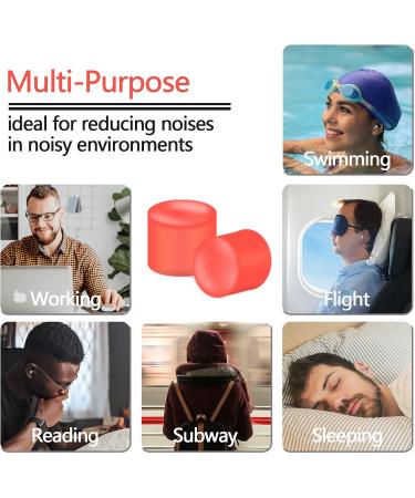 Buy ACVVIP Silicone Ear Plugs - 24 Pcs Soft Reusable Noise Canceling Earplugs for Sleeping & Travel - Orange | International Shipping Available - Buy Online on GoSupps.com