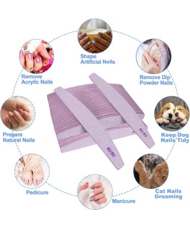 80/80 Grit Nail Files (50 pack) - Coarse Emery Boards for Acrylic and Gel Nails - Double Sided Professional Filers - Reusable Washable Manicure Tools - Buy Online on GoSupps.com