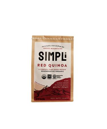 SIMPLi Regenerative Organic Certified 100% Peruvian Red Quinoa, 12 OZ | Kosher, Gluten Free, Whole Grain, Direct Trade, Ethically Sourced, Less Bitter | Nutty + Hearty